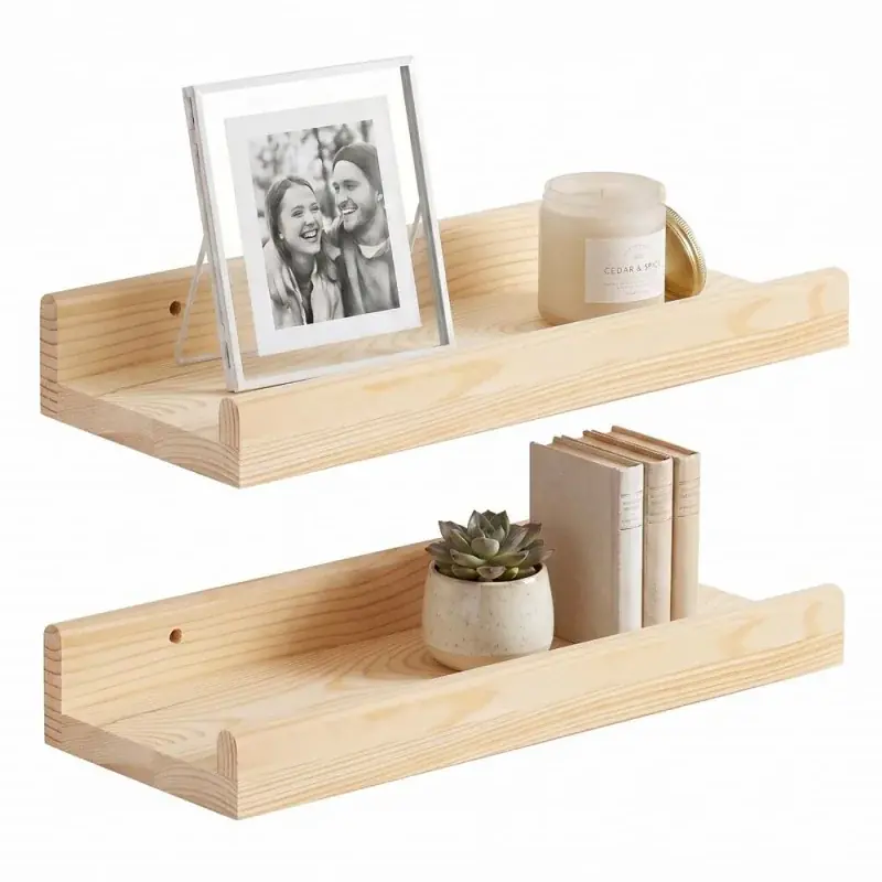 Finální Výprodej Police na zeď 30x15cm, sada 2ks SPRINGOS WF0010 přírodní