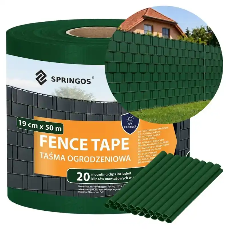 Plotová páska 19cm x 35m + spony SPRINGOS FN0008 zelená Akční Nabídka