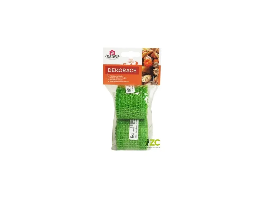 Jutová stuha Rosteto 4 cm x 3 m - světle zelená (2 ks) Speciální Cena