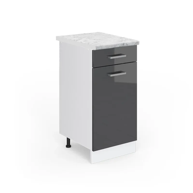 Spodní skříňka kuchyňské linky R-Line Antracitový vysoký lesk 40 cm s pracovní deskou Vicco Vrácení Zdarma