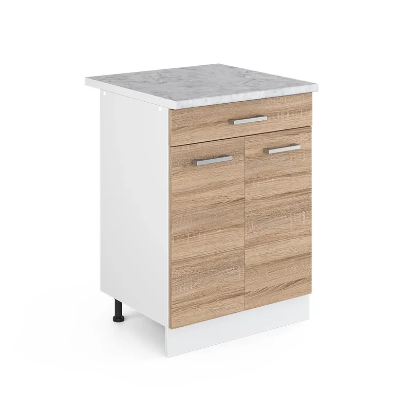 Omezená Nabídka Spodní skříňka kuchyňské linky R-Line Sonoma 60 cm se zásuvkou a pracovní deskou Vicco