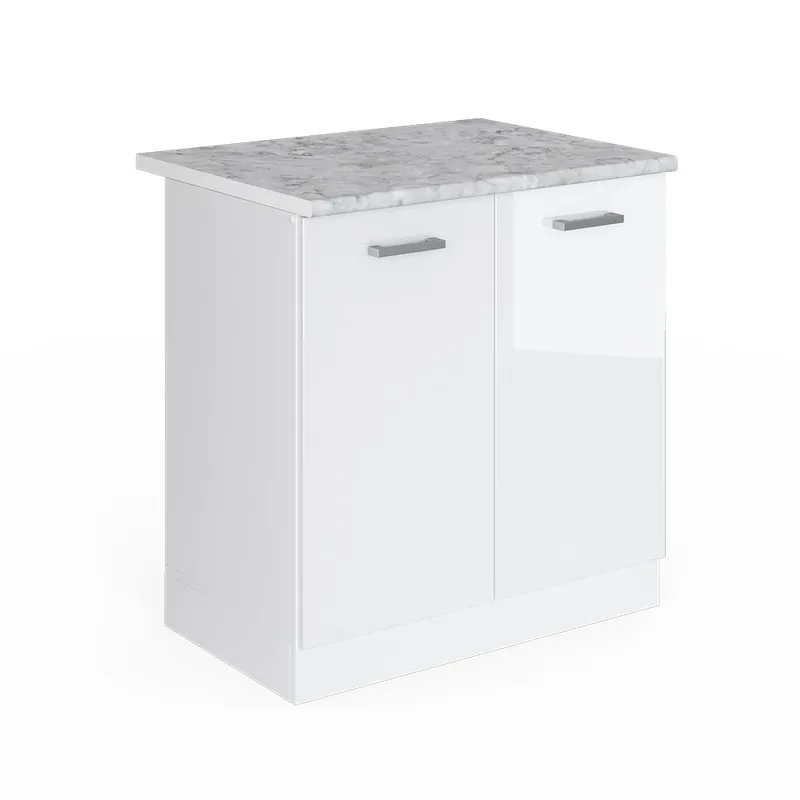 Novinka Skříňka pod dřez R-Line Bílá vysoký lesk 80 cm s pracovní deskou Vicco