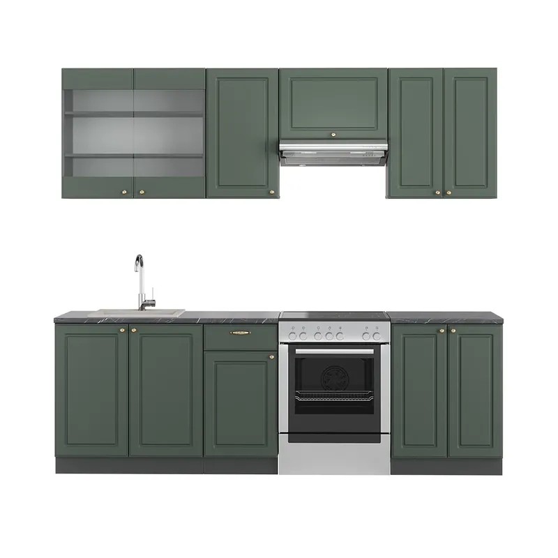 Kuchyňský kout Fame-Line Zeleno-zlatá Country House/Anthracite 240 cm , PD Antracit Vicco Ověřený