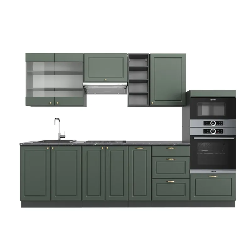 Kuchyňský kout Fame-Line Zeleno-zlatá Country House/Anthracite 280 cm , PD Antracit Vicco Značkový