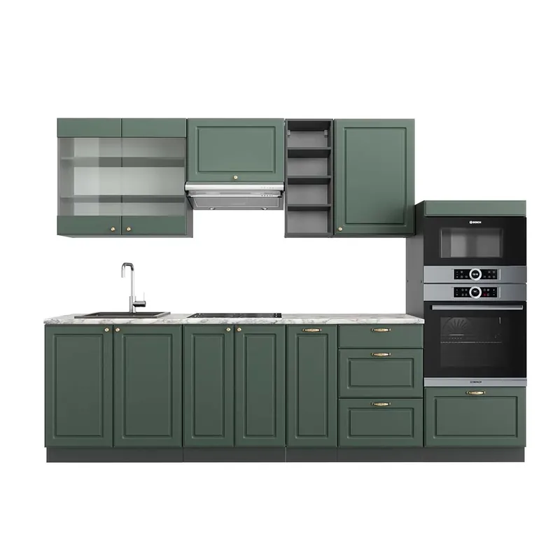 Kuchyňský kout Fame-Line Zeleno-zlatá Country House/Anthracite 280 cm , PD Mramor Vicco Sezónní Sleva