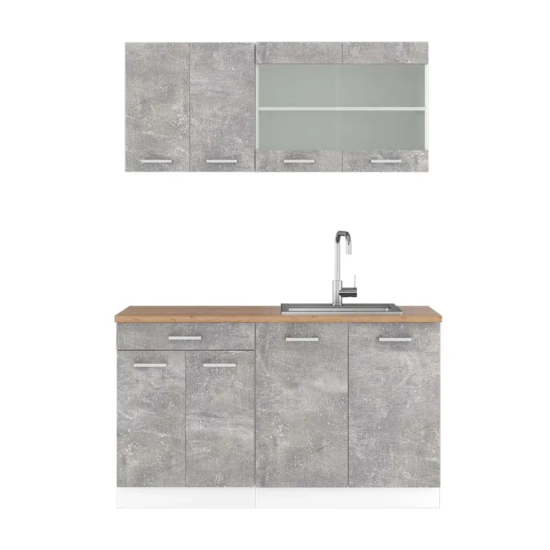Vysoce Kvalitní Jednotková kuchyně R-Line Beton/bílá 140 cm , PD Dub Vicco