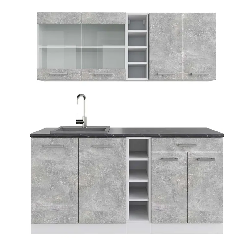 Jednotková kuchyně R-Line Beton/bílá 160 cm , PD Antracit Vicco Sezónní Sleva