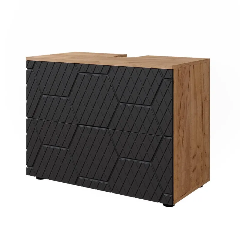Akční Cena Základní skříňka pod umyvadlo Irma Antracit se strukturou včelí plástve 80 x 58.6 cm se 2 zásuvkami Vicco