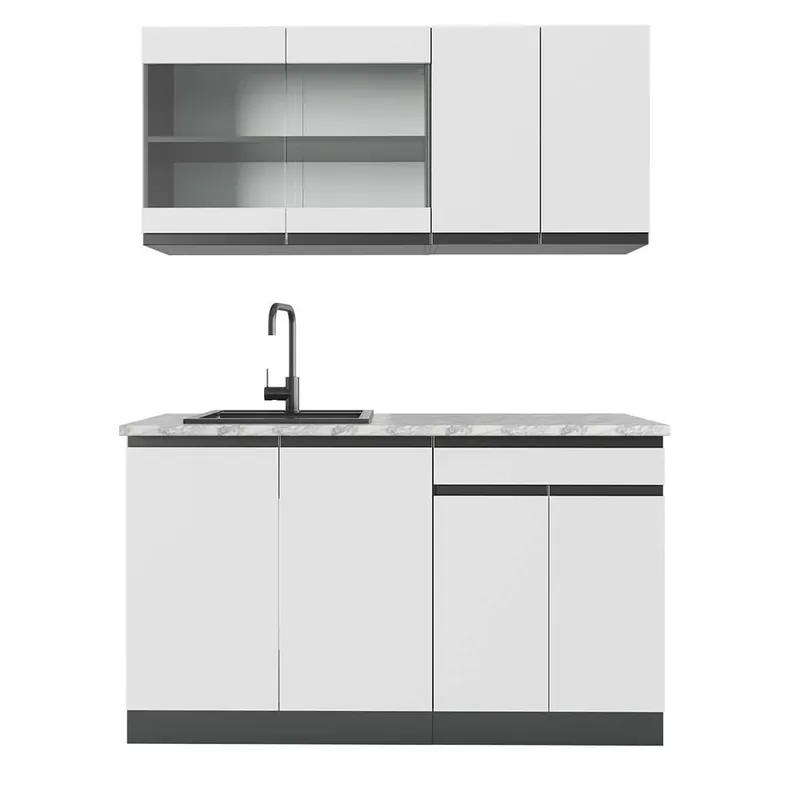 Jednotková kuchyně R-Line Bílá/antracitová 140 cm , PD Mramor Vicco Originální