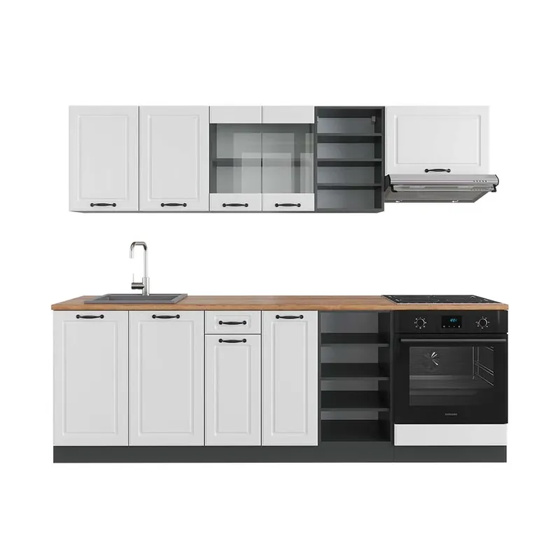 Objednat Nyní Kuchyňský kout R-Line Bílý venkovský dům/antracit 240 cm , PD Dub Vicco