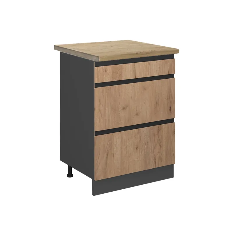 Spodní skříňka kuchyňské linky R-Line Zlatý mocný dub 60 cm se zásuvkami, PD Dub Vicco Nejprodávanější