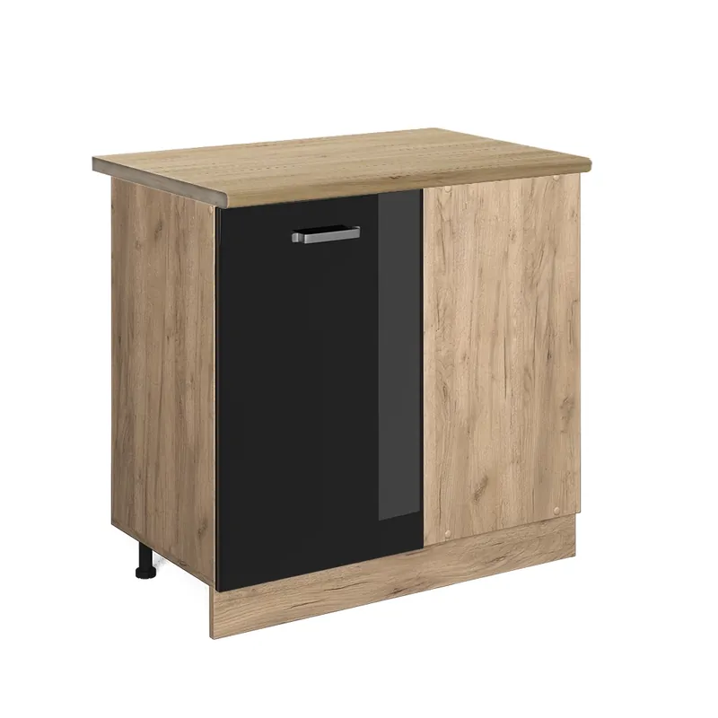 Koupit Online Rohová skříňka R-Line Černý vysoký lesk 86 cm , PD Dub Vicco