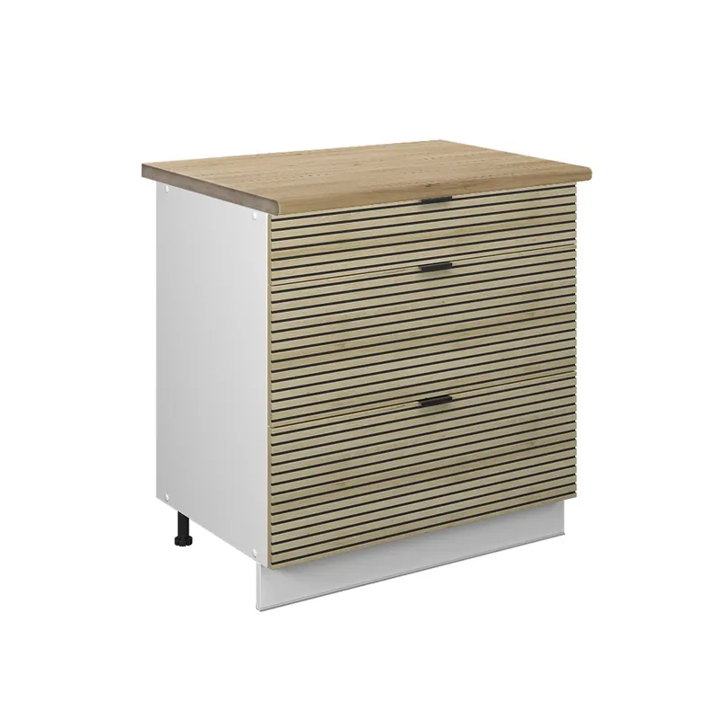 Sezónní Sleva Spodní skříňka kuchyňské linky Fame-Line Dubový panel 80 cm se 3 zásuvkami, PD Dub Vicco