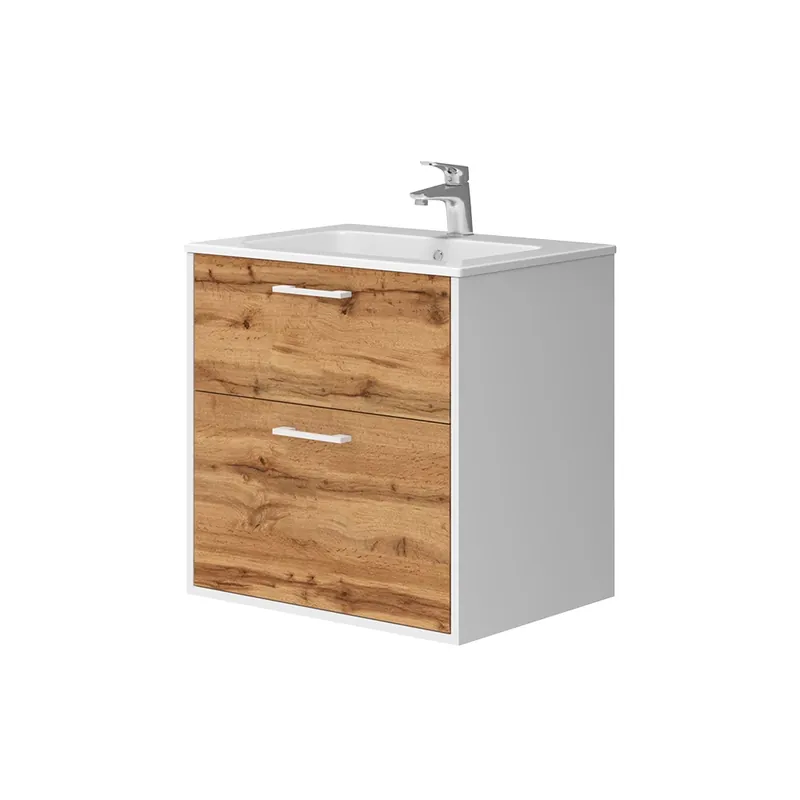 Koupelnový nábytek Lanco Bílý/zlatý dub 61 x 61.5 cm s umyvadlem Vicco Výhodná Nabídka