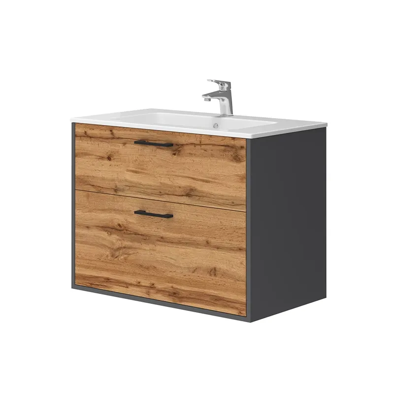 Koupelnový nábytek Lanco Antracit/zlatý dub 80 x 61.5 cm s umyvadlem Vicco Speciální Cena