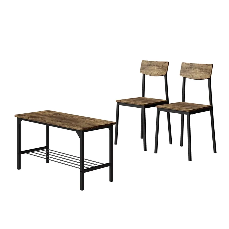 Lavice a židle Fyrk Černá/dubová rustikální 85 x 46 cm 3 díly Vicco Top Prodej
