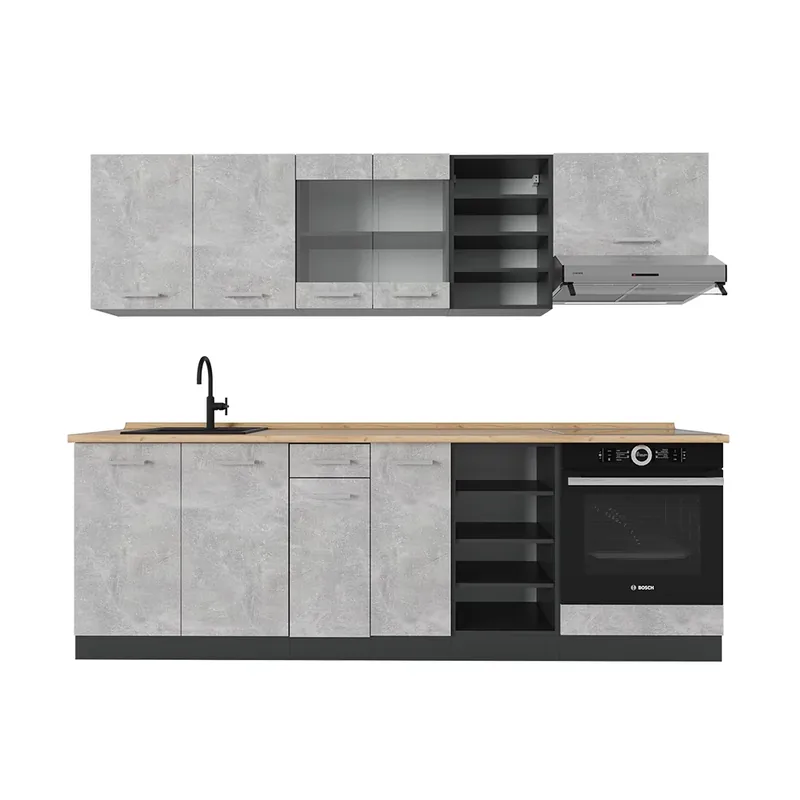 Kuchyňský kout R-Line Beton/antracit 240 cm bez pracovní desky Vicco Výprodej