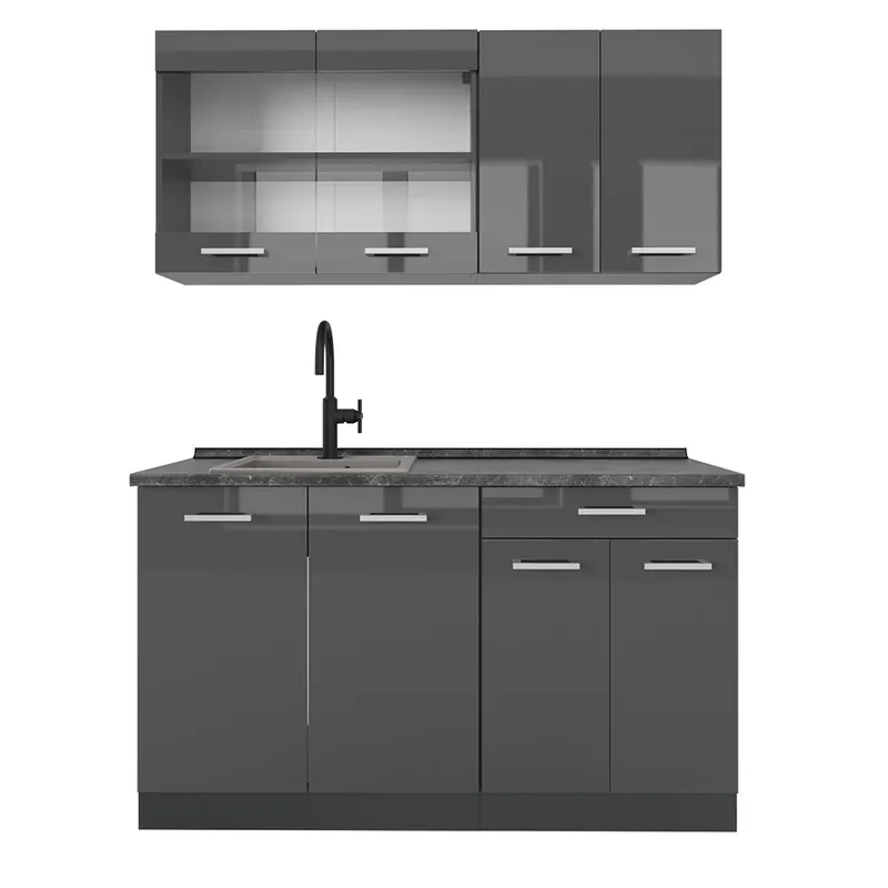 Dokud Zásoby Vydrží Jednotková kuchyně R-Line Antracit vysoký lesk/antracit 140 cm , PD Antracit Vicco