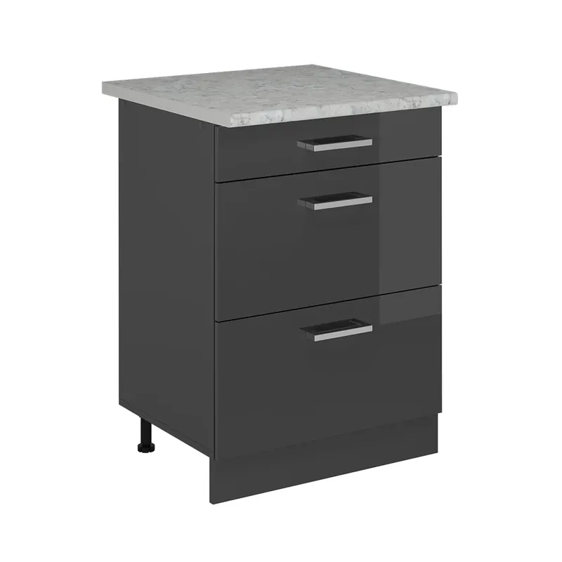 Spodní skříňka kuchyňské linky R-Line Antracitový vysoký lesk 60 cm PD Mramor Vicco Sleva
