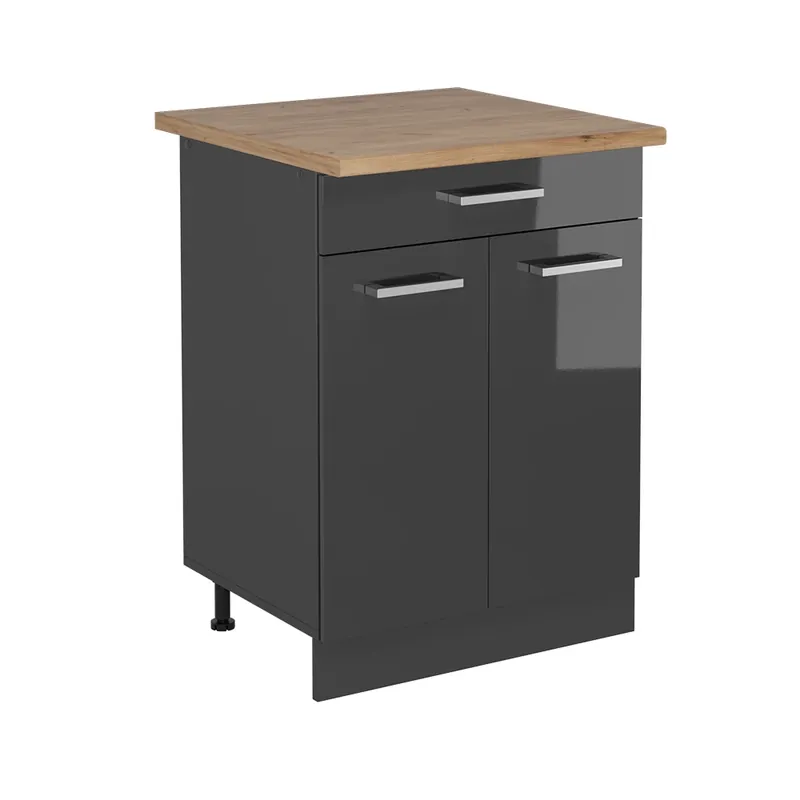 Spodní skříňka kuchyňské linky R-Line Antracitový vysoký lesk 60 cm , PD Dub Vicco Ihned K Objednání