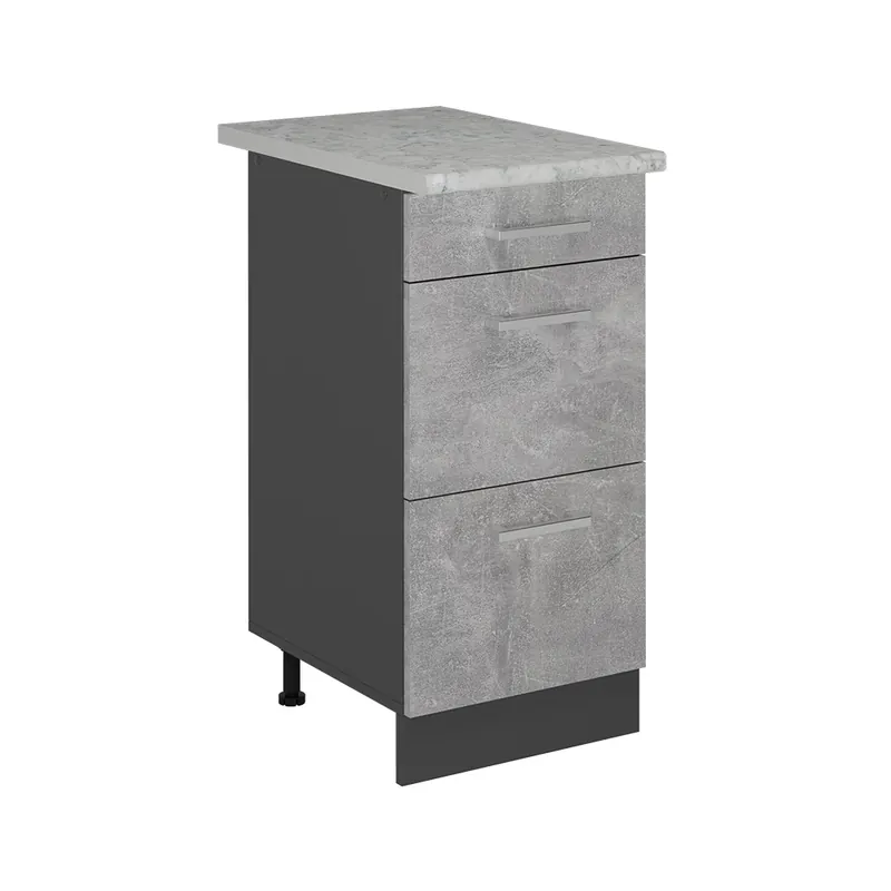 Dokud Zásoby Vydrží Spodní skříňka kuchyňské linky R-Line Beton 40 cm se zásuvkami, AP mramor Vicco