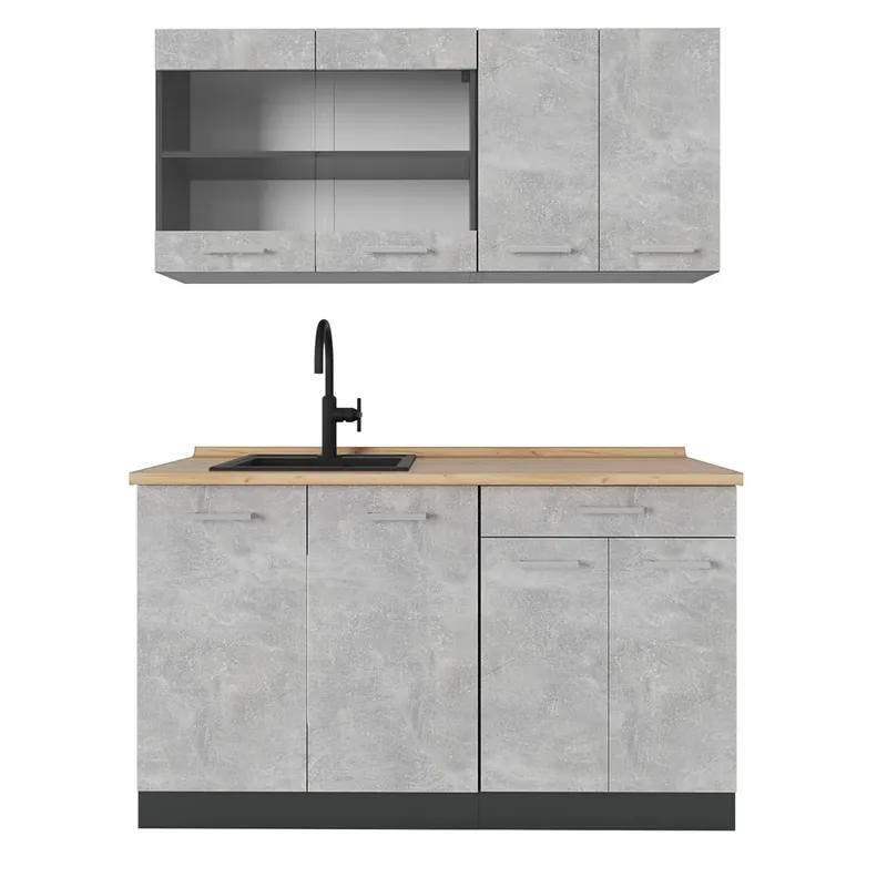 Jednotková kuchyně R-Line Beton/antracit 140 cm , PD Dub Vicco Horká Nabídka