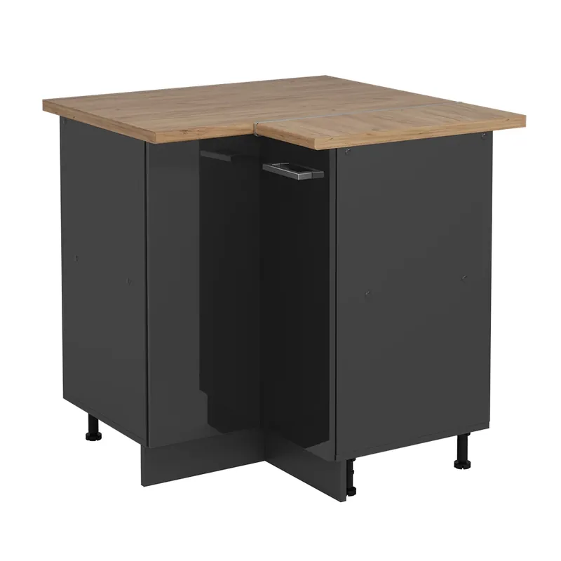 Akce Rohová skříňka R-Line Antracitový vysoký lesk 75.6 cm , PD Dub Vicco
