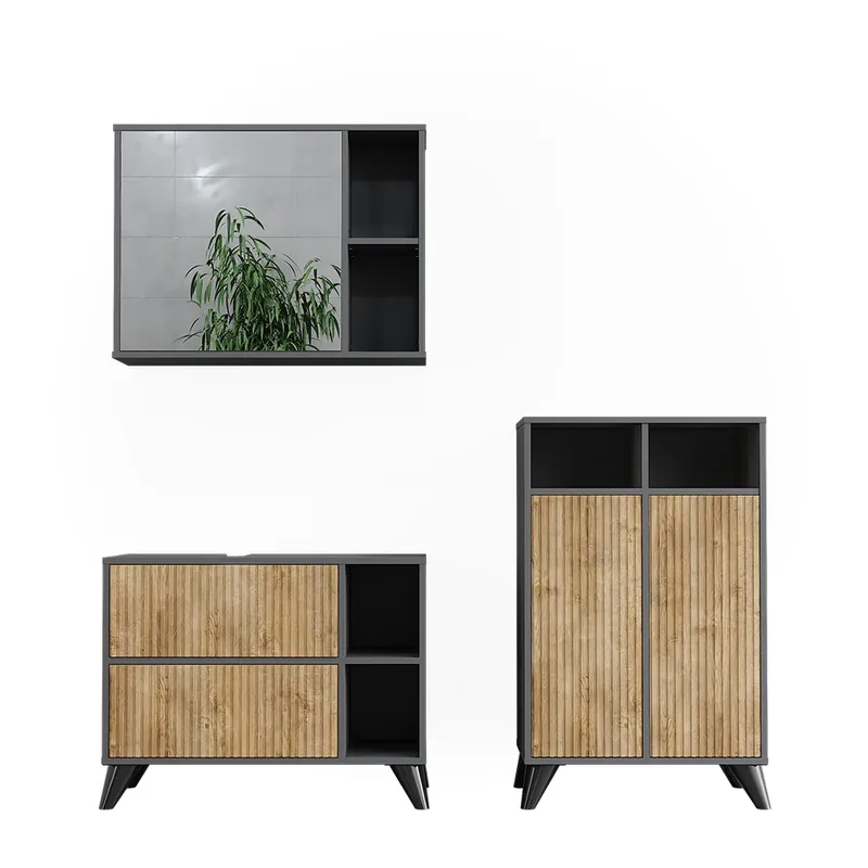 Oblíbený Sada koupelnového nábytku Leano Antracit/horský dub 80 cm, sada 2 Vicco