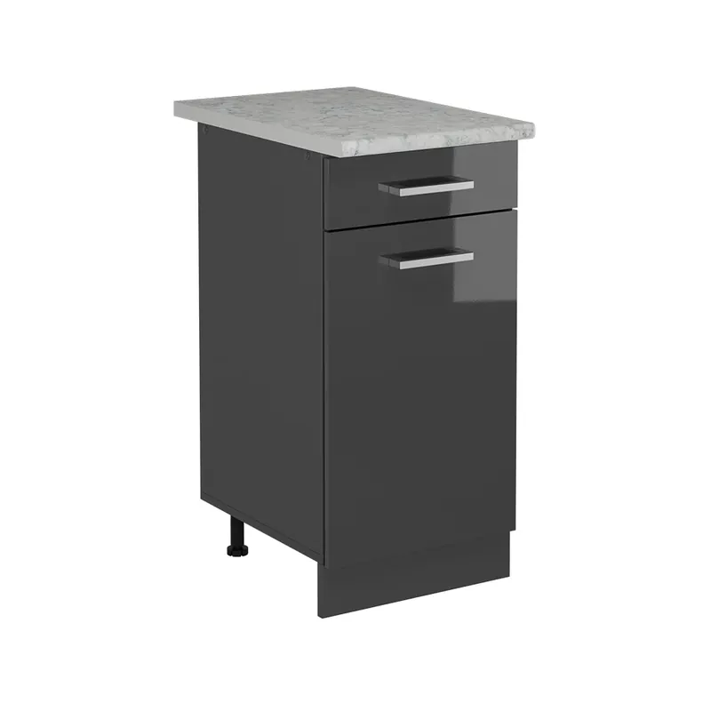 Aktuální Spodní skříňka kuchyňské linky R-Line Antracitový vysoký lesk 40 cm PD Mramor Vicco