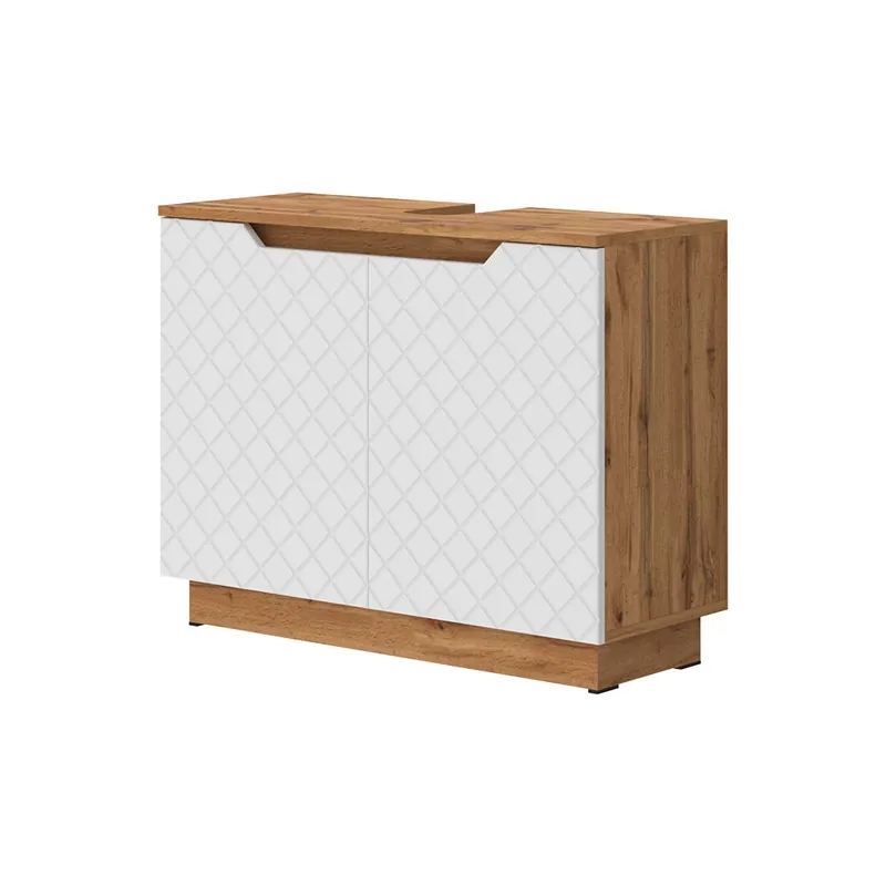 Základní skříňka pod umyvadlo Lotta Dub/bílá se strukturou dlaždic 79.6 x 62.1 cm se 2 dveřmi Vicco Akční Nabídka