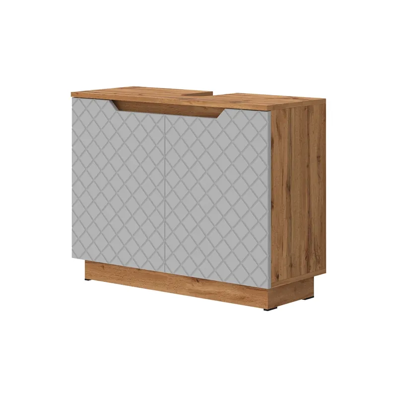 Akční Cena Základní skříňka pod umyvadlo Lotta Dub/šedá se strukturou dlaždic 79.6 x 62.1 cm se 2 dveřmi Vicco