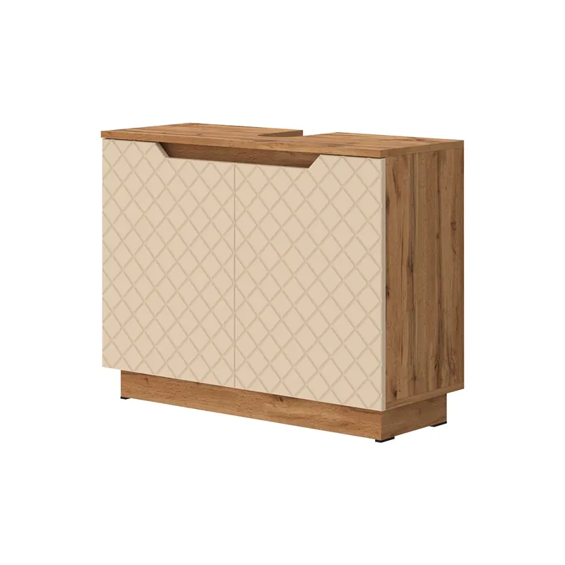 Dokud Zásoby Vydrží Základní skříňka pod umyvadlo Lotta Dub/kašmír se strukturou dlaždic 79.6 x 62.1 cm se 2 dveřmi Vicco