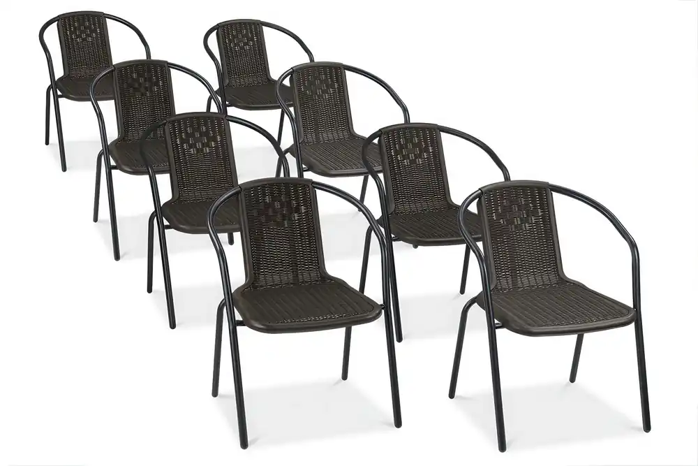 Sada 8 zahradních židlí Bjørkka SIMPLE Hnědá Nová Kolekce