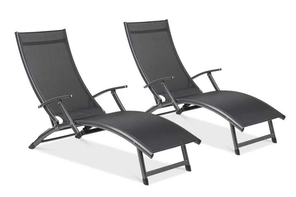 Sada 2 hliníkových lehátek Bjørkka RELAX Black Nejlepší Volba