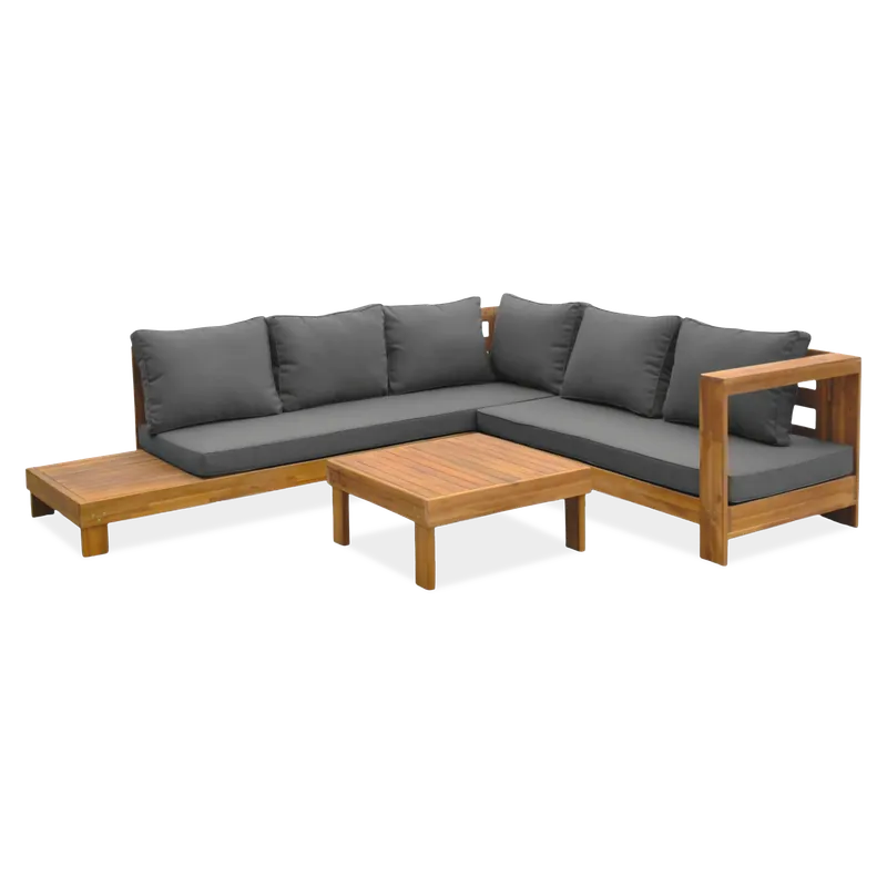 Koupit Online Rohová sedací souprava HAVLA CAFFE dřevěná ACACIA WOOD - BJORKKA
