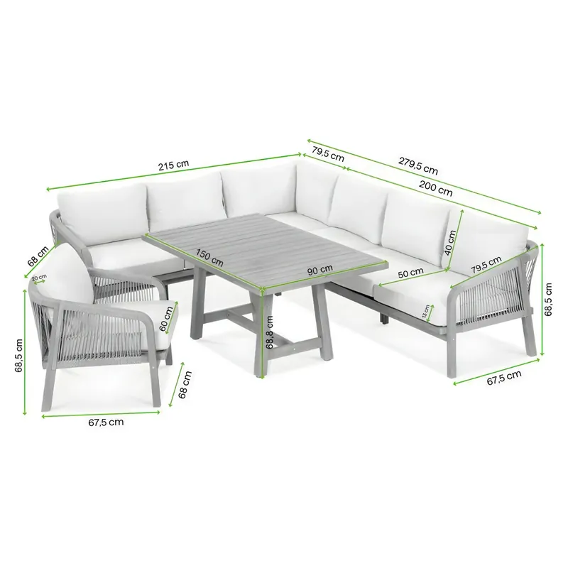 Sezónní Sleva Dřevěná rohová sestava Furrore Marigold Dining