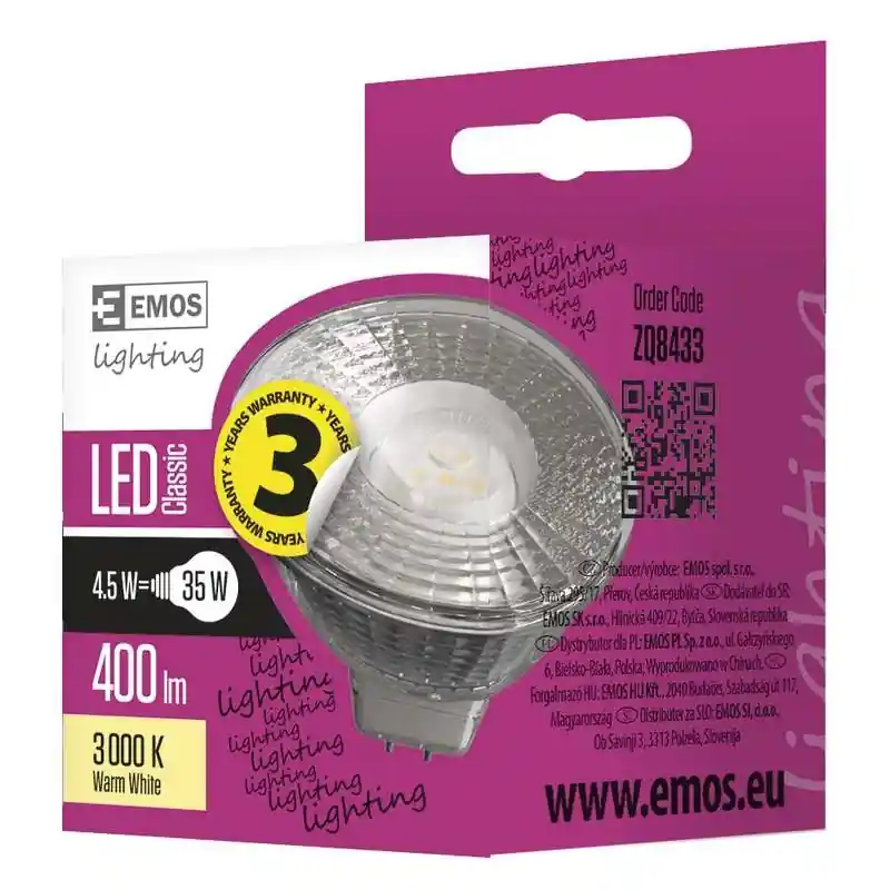 ZQ8433-LED CLS MR16 4,5W GU5,3WW Poslední Šance