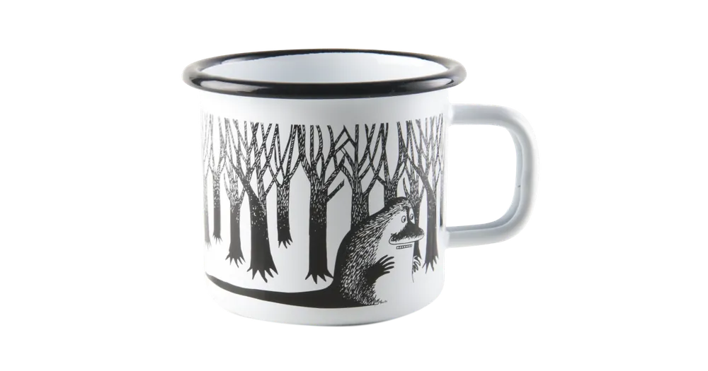 Akční Nabídka Čiernobiely smaltovaný plecháčik Moomin Groke