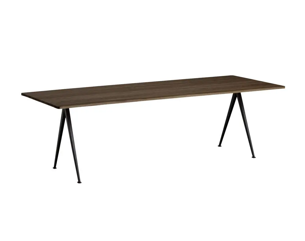 Sleva Jídelní stůl Pyramid Table 02, 250 x 85 x 74 cm, black powder coated steel / smoked solid oak