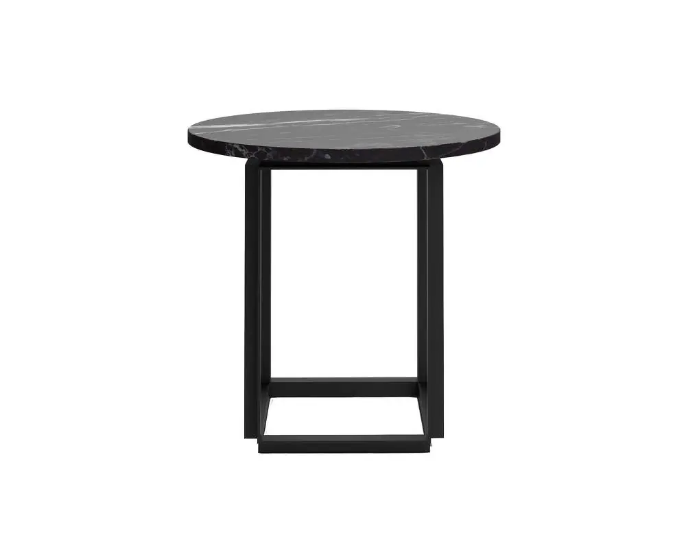 Víkendová Akce Odkládací stolek Florence Side Table Ø50, black Marquina marble / black