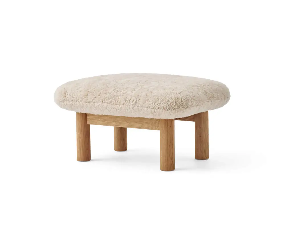 Super Cena Ottoman Brasilia, Sheepskin nature/natural oak