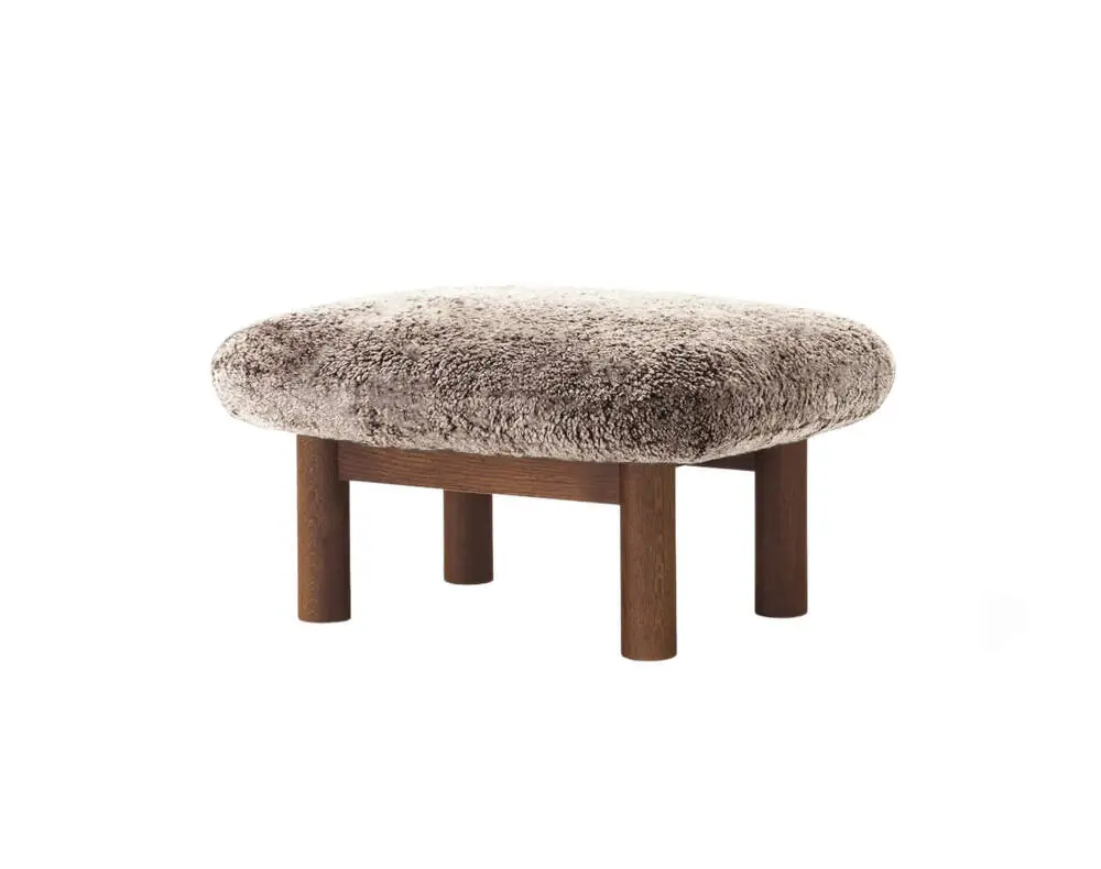Ottoman Brasilia, Sheepskin sahara/dark stained oak Akce