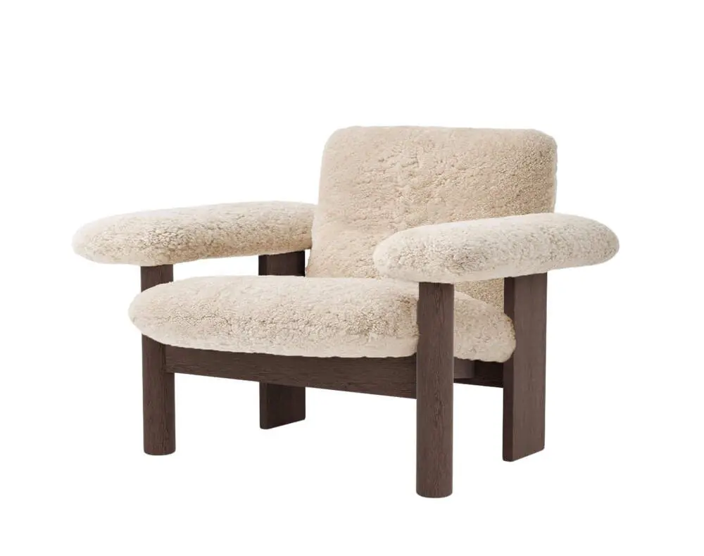 Objednat Nyní Křeslo Brasilia Low Back, Sheepskin nature/dark stained oak