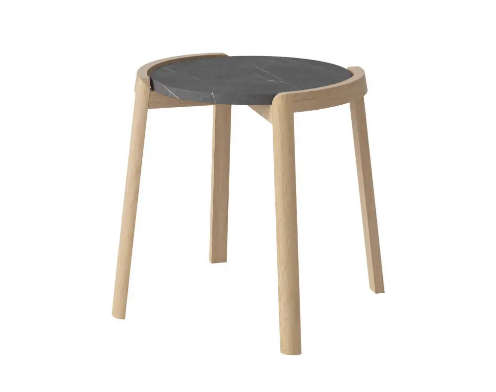 Must-Have Odkládací stolek Mix Ø46, white oiled oak/pietra grey marble