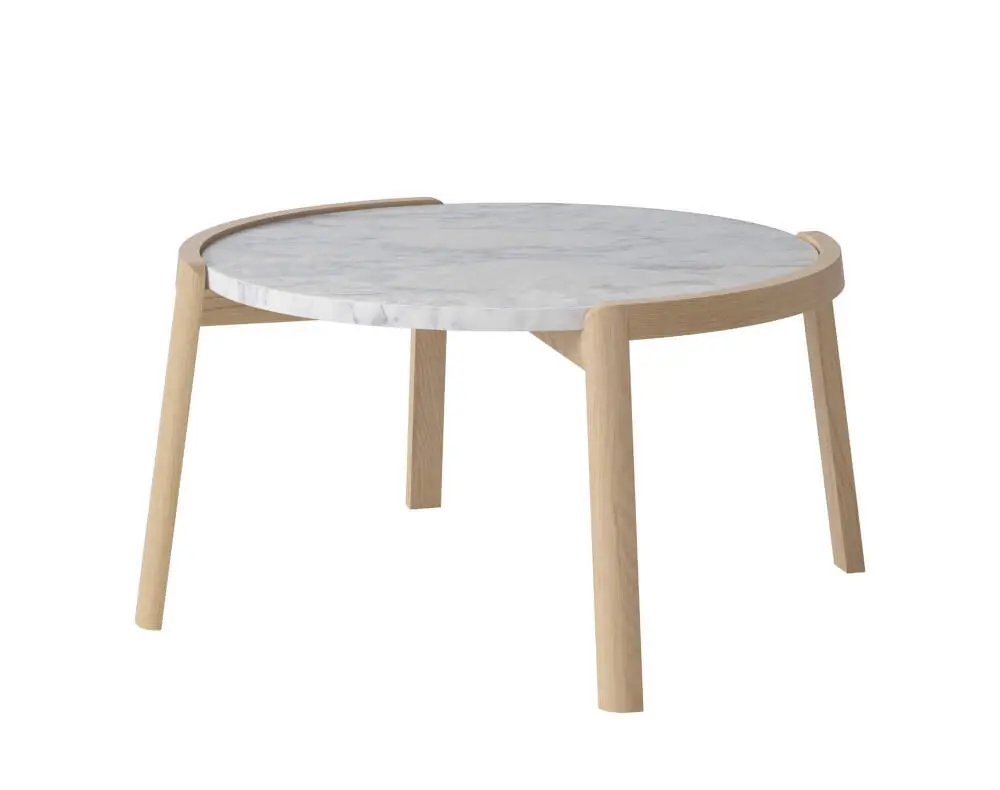 Dokud Zásoby Vydrží Konferenční stolek Mix Ø65, white oiled oak/grey white marble