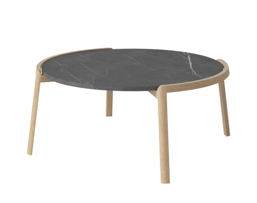 Novinka Konferenční stolek Mix Ø94, white oiled oak/pietra grey marble