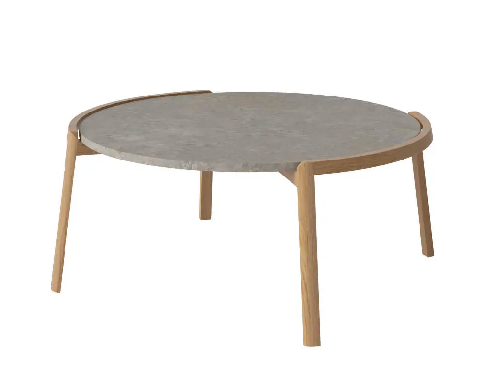 Super Cena Konferenční stolek Mix Ø94, oiled oak/grigio bottarga marble