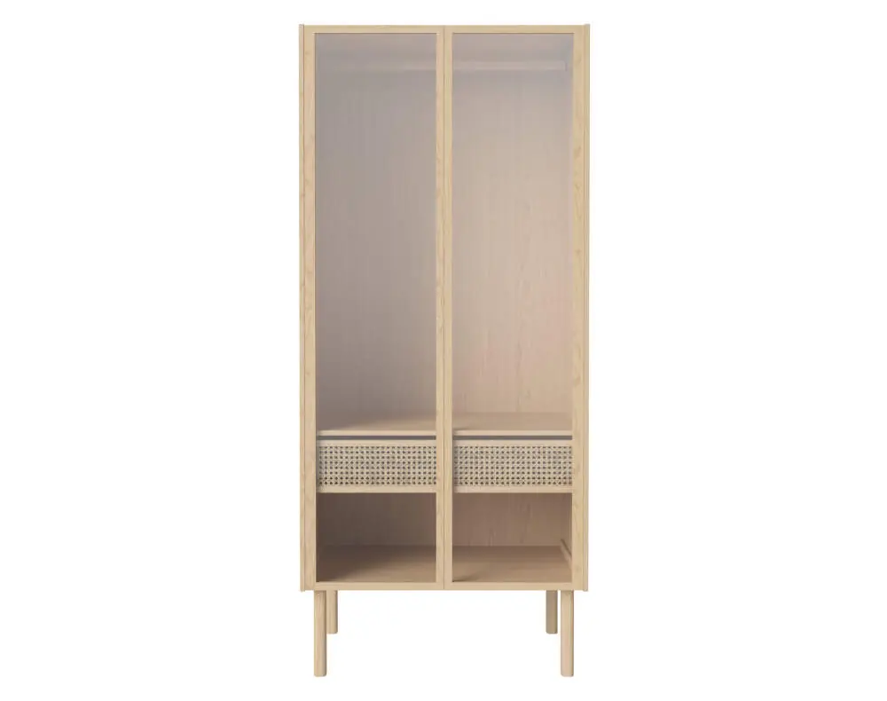 Originální Skříň Cana se skleněnými dveřmi, white oiled oak