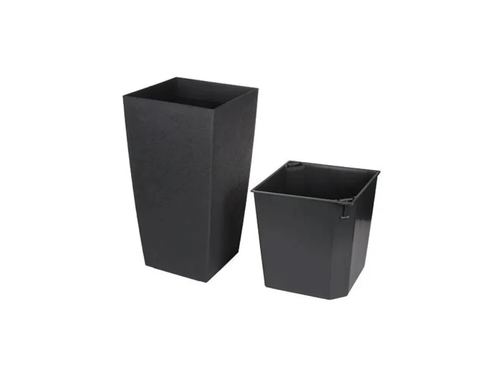 Květináč ELIOT STONE 30x30x58 s vložkou vysoký antracit Super Cena