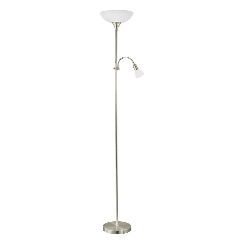 Hit Sezóny Eglo 82842 UP 2 - Stojací niklová lampa se čtecí bodovkou